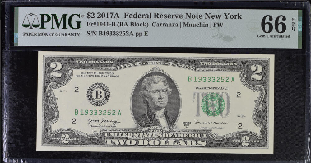 United States 2 Dollar USA 2017A P 545 B New York Gem UNC PMG 66 EPQ