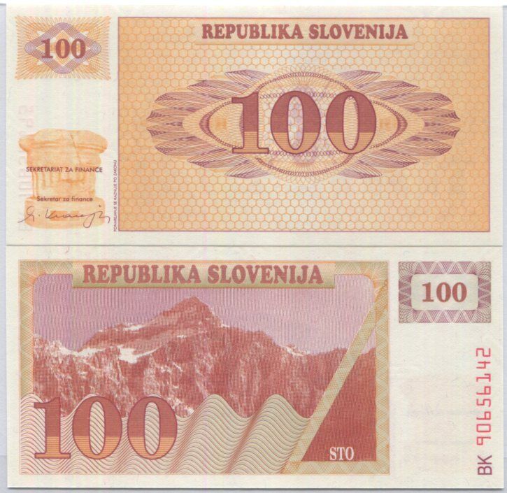 SLOVENIA 100 tolarjev 1990 P 6 UNC