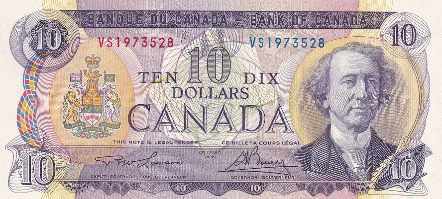 Canada 10 Dollars 1971 Sign Lawson Bouey P 88 c UNC