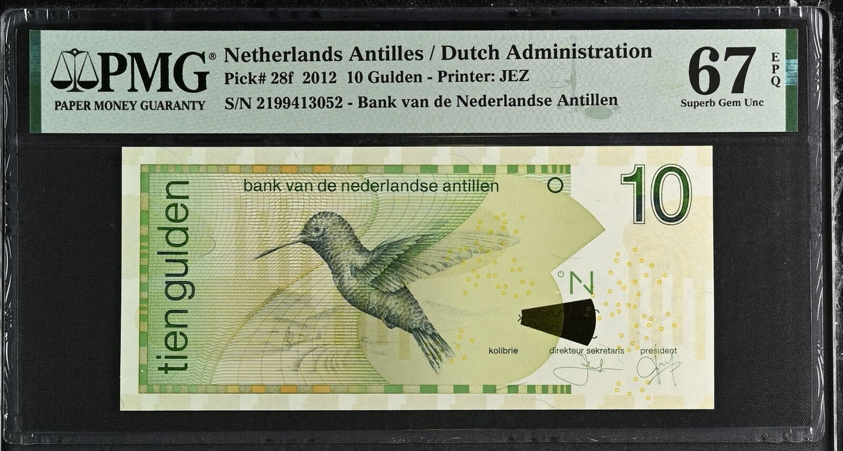 Netherlands Antilles 10 Gulden 2012 P 28 f Superb Gem UNC PMG 67 EPQ