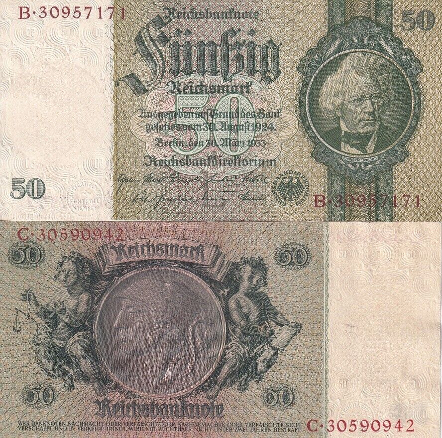 Germany 50 Reichsmark 1933 P 182 a XF