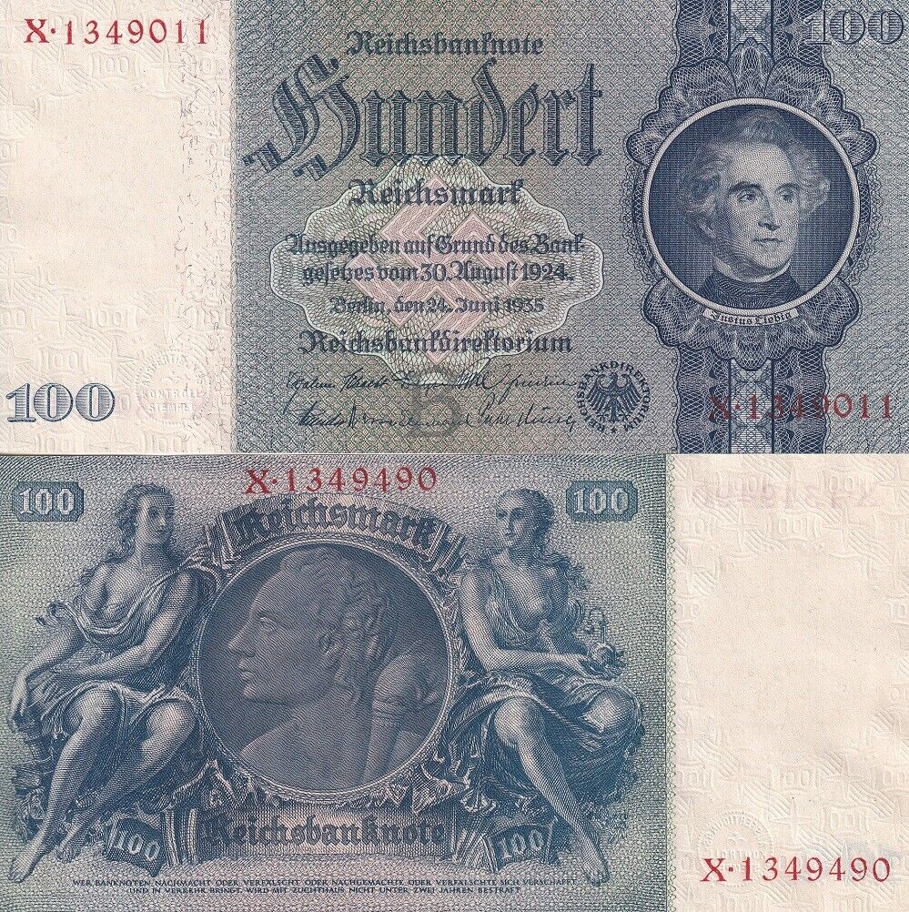 Germany Reichsbanknote 100 Reichsmark 1935 P 183 UNC