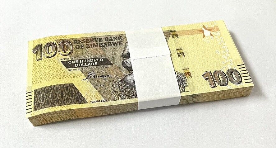 Zimbabwe 100 Dollars 2023 / 2024 P 106 UNC Lot 100 Pcs 1 Bundle