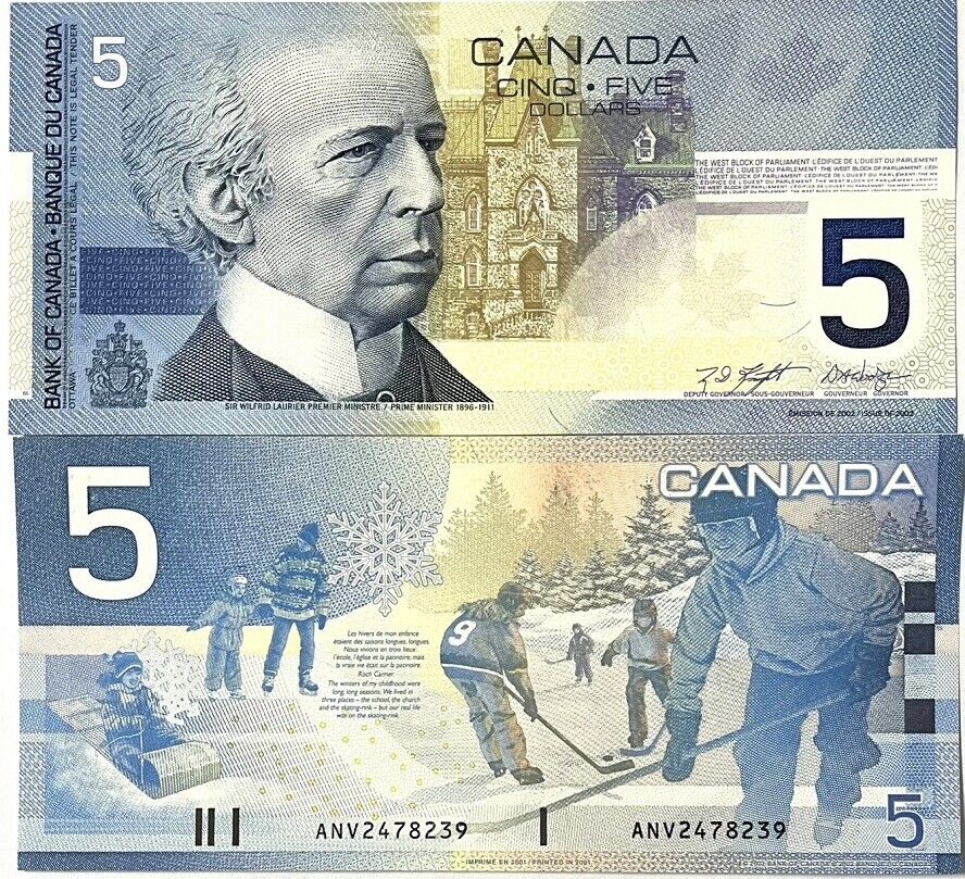 Canada 5 Dollars 2002/2001 P 101 a UNC