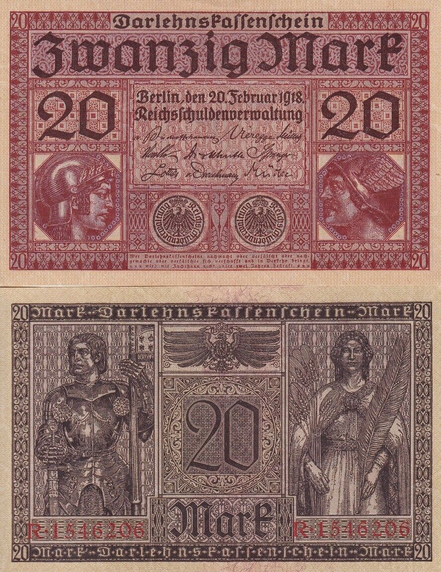 Germany 20 Mark 1918 P 57 AUnc