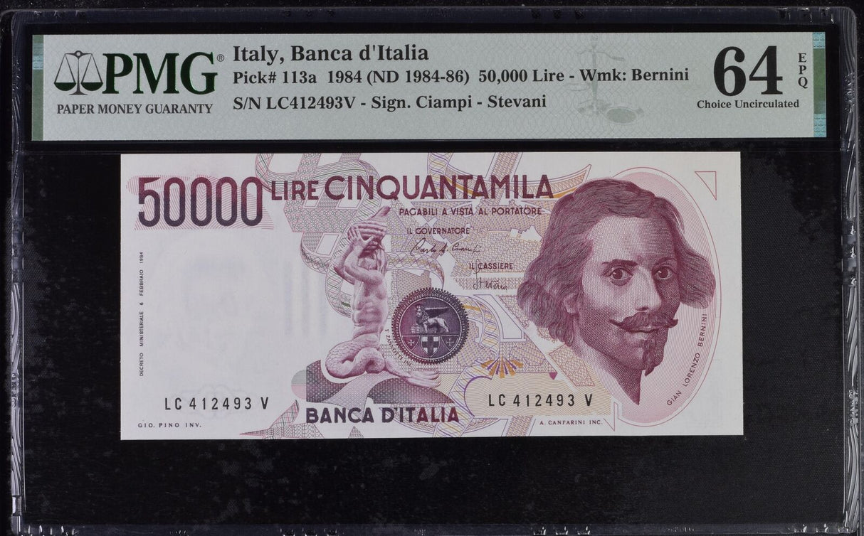 Italy 50000 Lire 1984 ND 1984-86 P 113 a Choice UNC PMG 64 EPQ