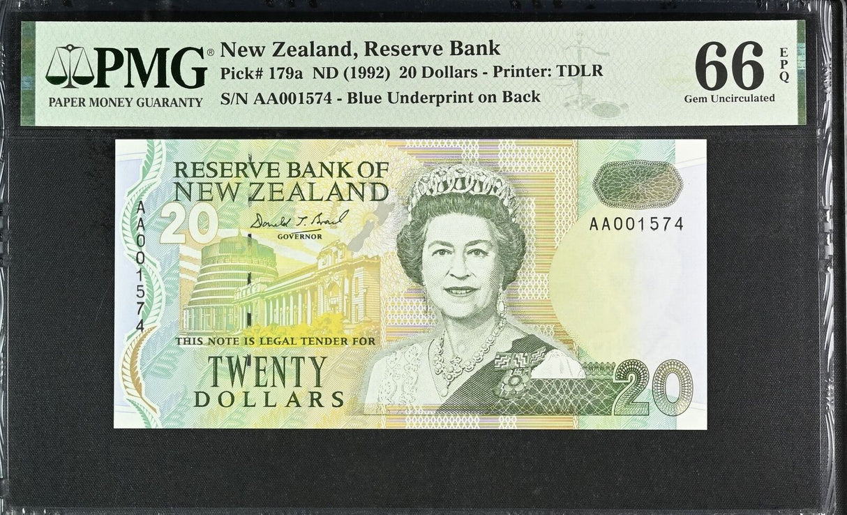 New Zealand 20 Dollars ND 1992 P 179 a Gem UNC PMG 66 EPQ