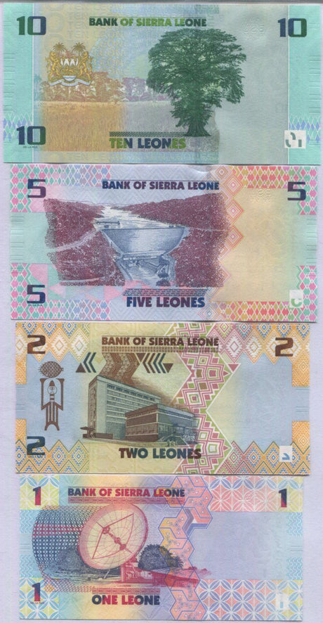 Sierra Leone Set 4 Pcs 1 2 5 10 Leones 2022 P New Design (CUT ZERO) UNC