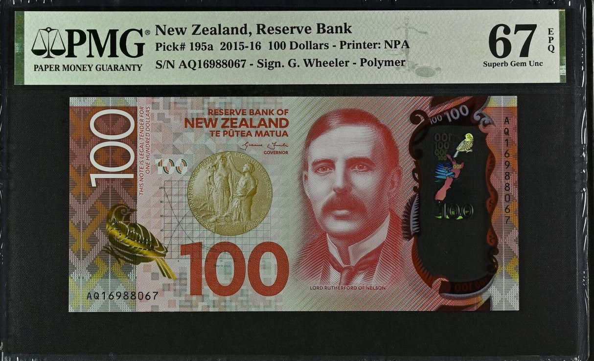 New Zealand 100 Dollars 2015/2016 P 195 a Superb Gem UNC PMG 67 EPQ