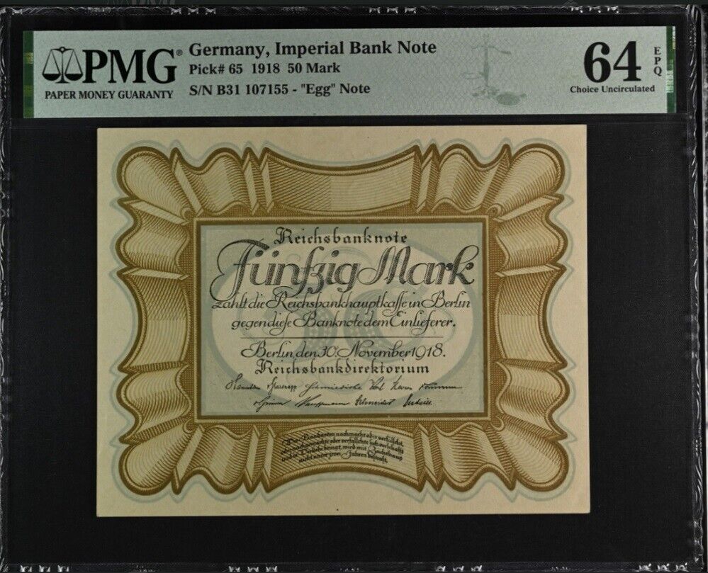 Germany Imperial 50 Mark 1918 P 65 Choice UNC PMG 64 EPQ