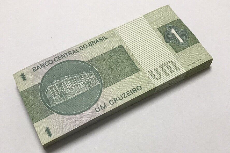 Brazil 1 Cruzeiro ND 1980 P 191Ac Sign 20 UNC With Tone LOT 20 PCS 1/5 BUNDLE