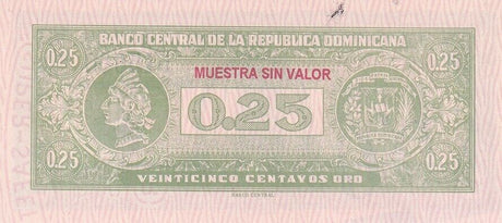 Dominican Republic 25 Centavos Oro ND 1961 P 88 UNC