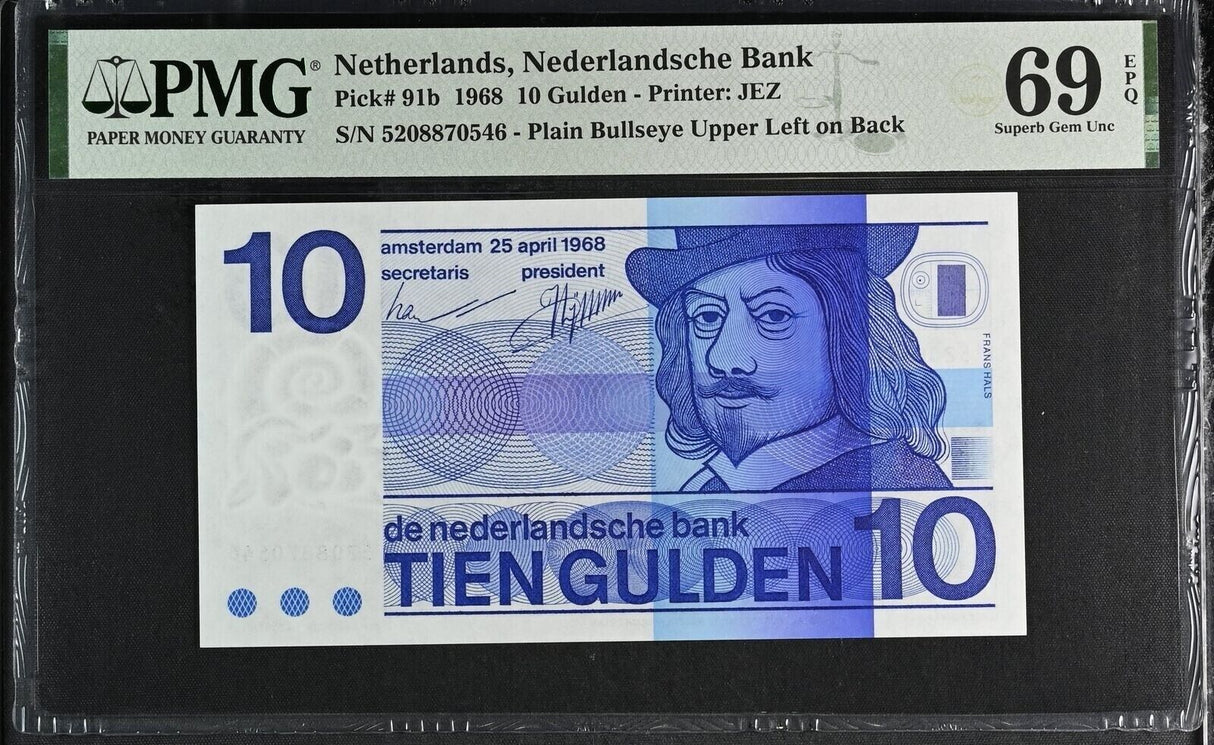 Netherlands 10 Gulden 1968 P 91 b Superb Gem UNC PMG 69 EPQ
