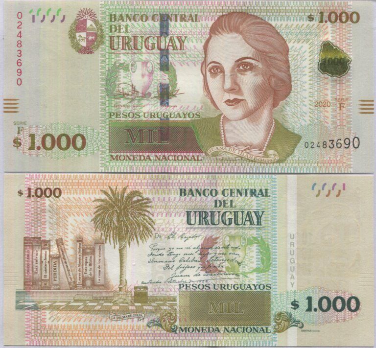 Uruguay 1000 Pesos 2020 P 98 UNC