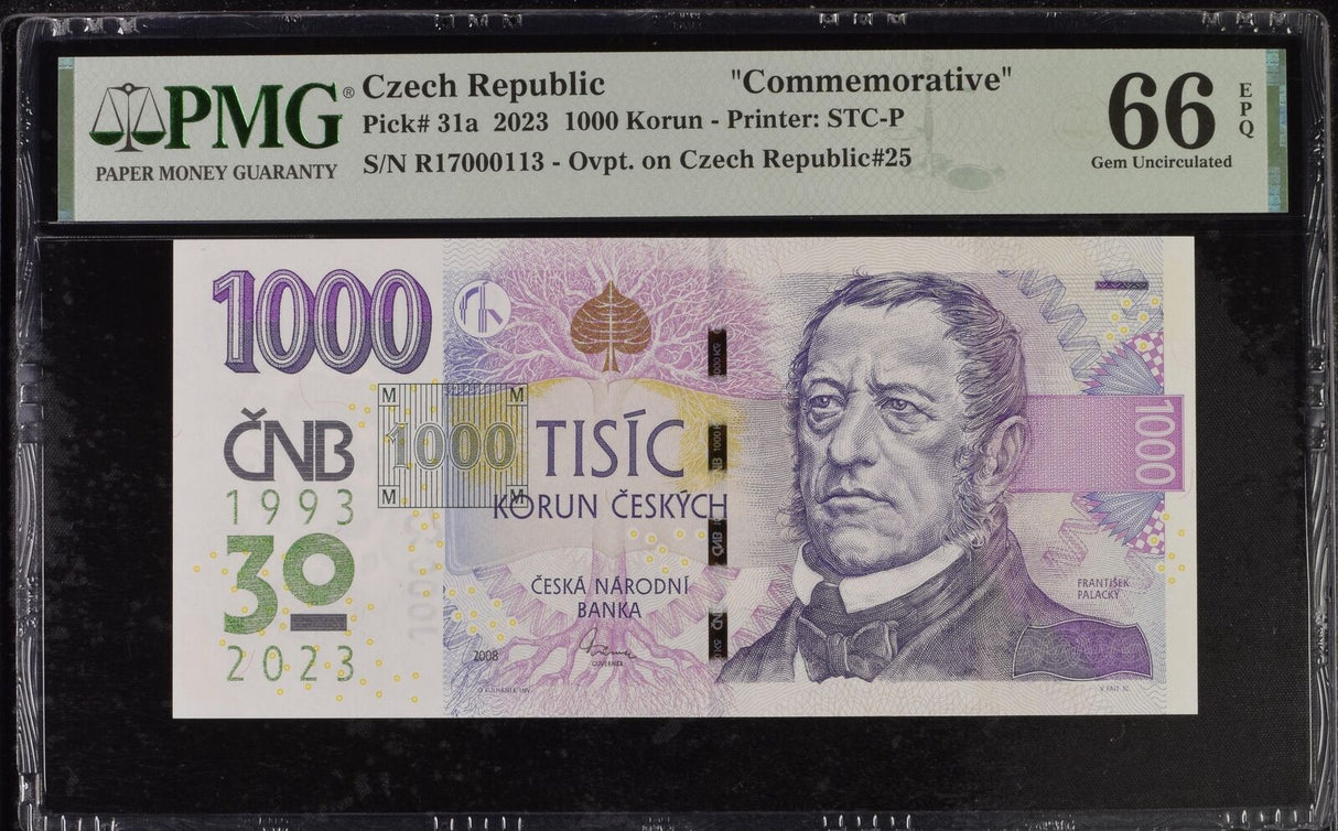 Czech Republic 1000 Korun 2023 30th COMM. P 31 a Gem UNC PMG 66 EPQ