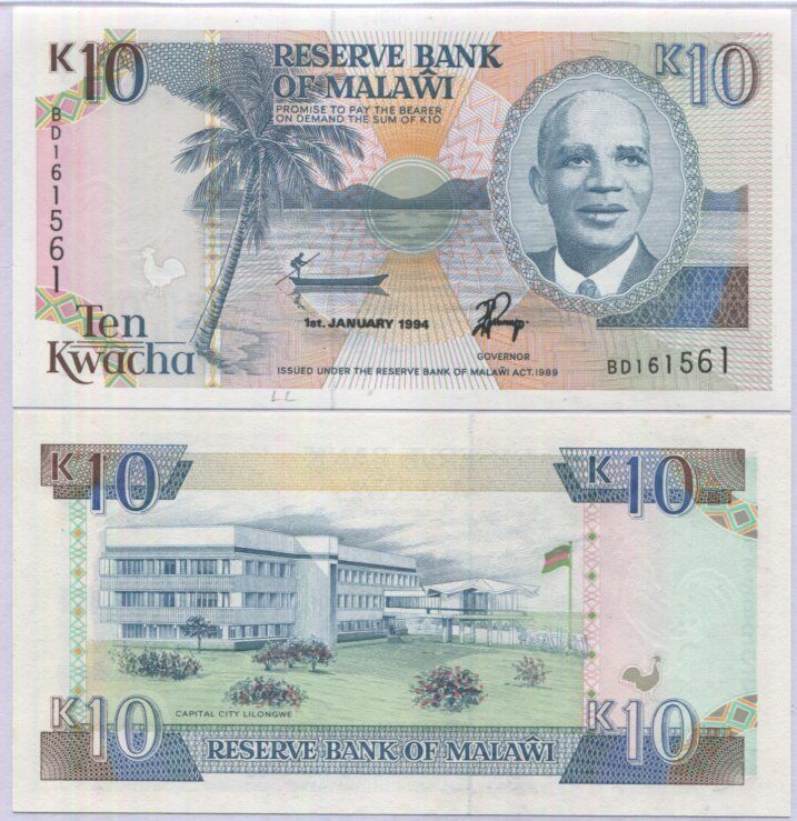 Malawi 10 Kwacha 1994 P 25 c UNC