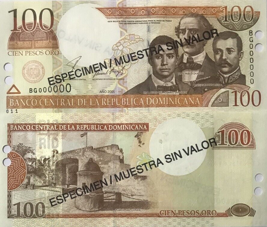 Dominican Republic 100 Pesos 2001 P 171s1 SPECIMEN UNC