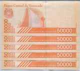 Venezuela 50000 Bolivares 2019 P 111 b Small Security UNC LOT 5 PCS