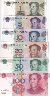 China Set 6 UNC 1 5 10 20 50 100 Yuan 1999-2005 P 895 903 904 905 906 907