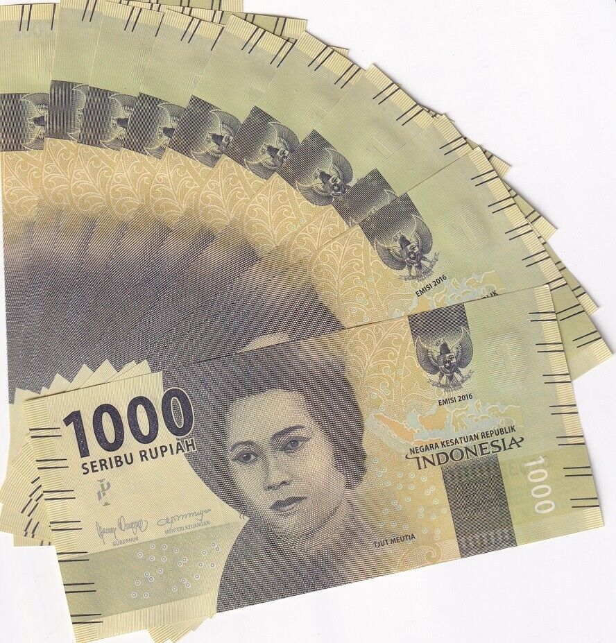 Indonesia 1000 Rupiah 2016 Small Print Year 2021 P 154 UNC LOT 10 PCS