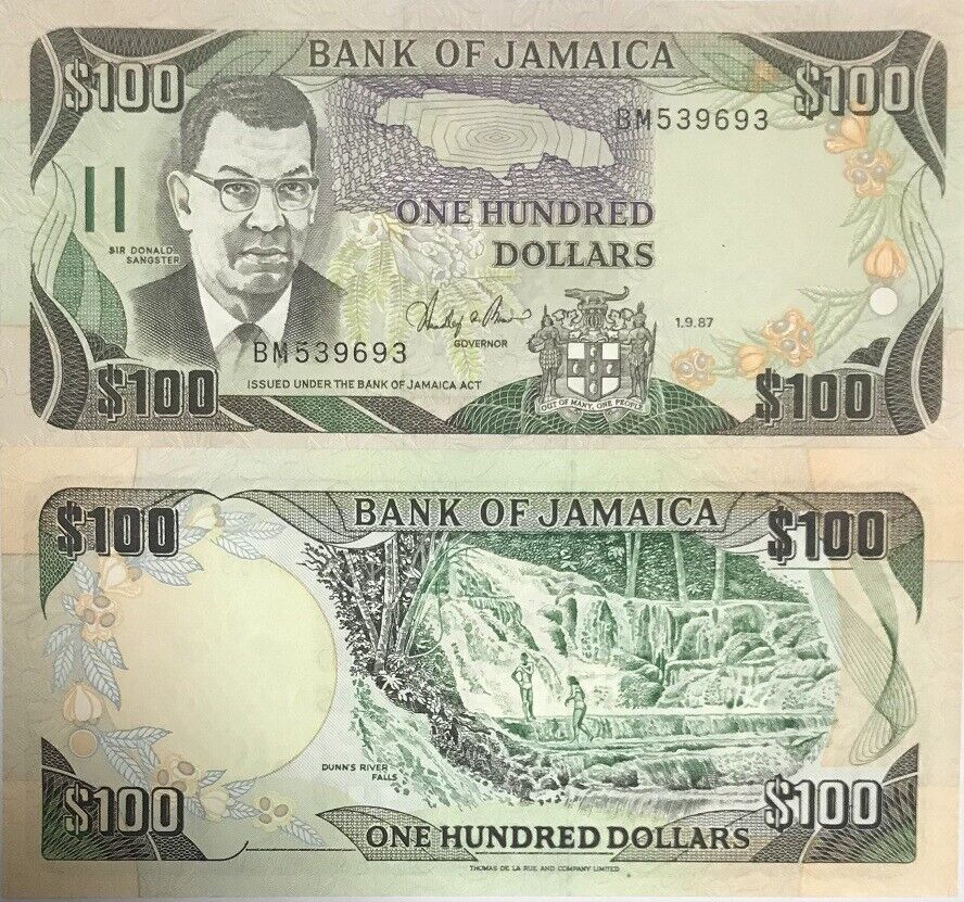 Jamaica 100 Dollars 1987 P 74 UNC