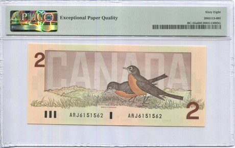 Canada 2 Dollars 1986 P 94 Bouey Crow Superb Gem UNC PMG 68 EPQ