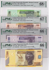 Congo Set 4;1000 5000-20000 Francs 2022 P101-P104 SuperbGem UNC PMG 66 67 68 EPQ