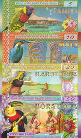 South Pacific States Set 4 PCS 5 10 20 50 Tahiti Bora 2015 - 2016 Fantasy