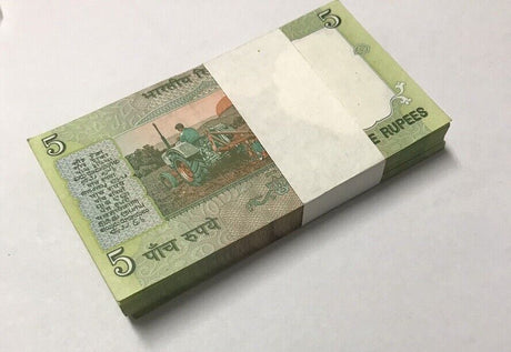 India 5 Rupees 2009 P 94 Aa UNC LOT 100 PCS 1 BUNDLE