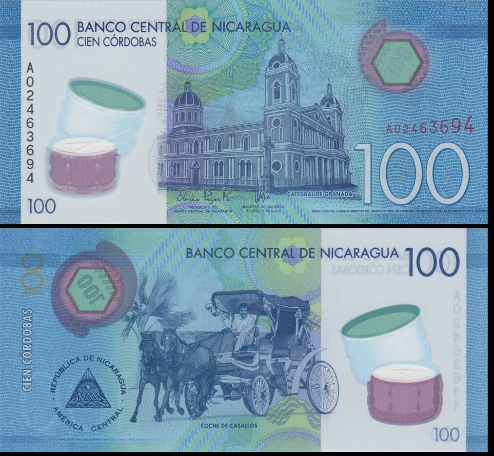 NICARAGUA 100 CORDOBAS 2014 POLYMER P 212 UNC