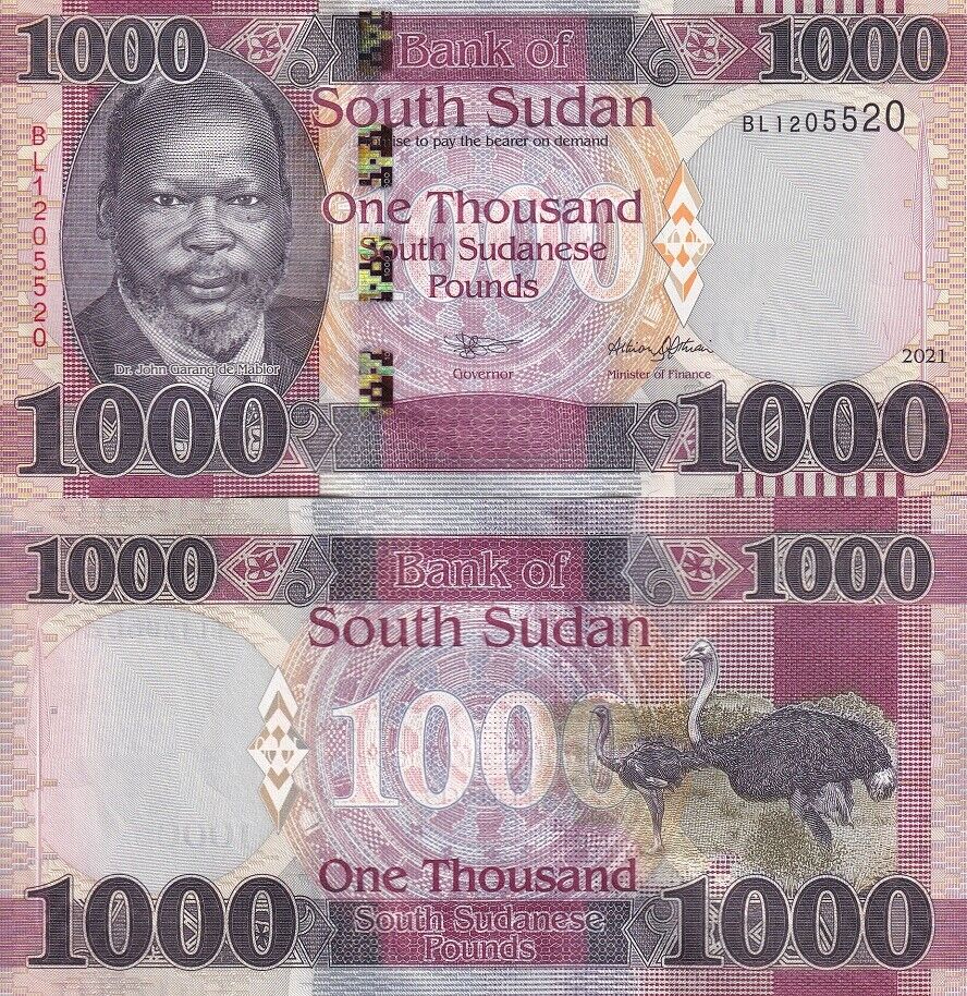South Sudan 1000 Pound 2021 P 17 New Sign UNC LOT 3 PCS