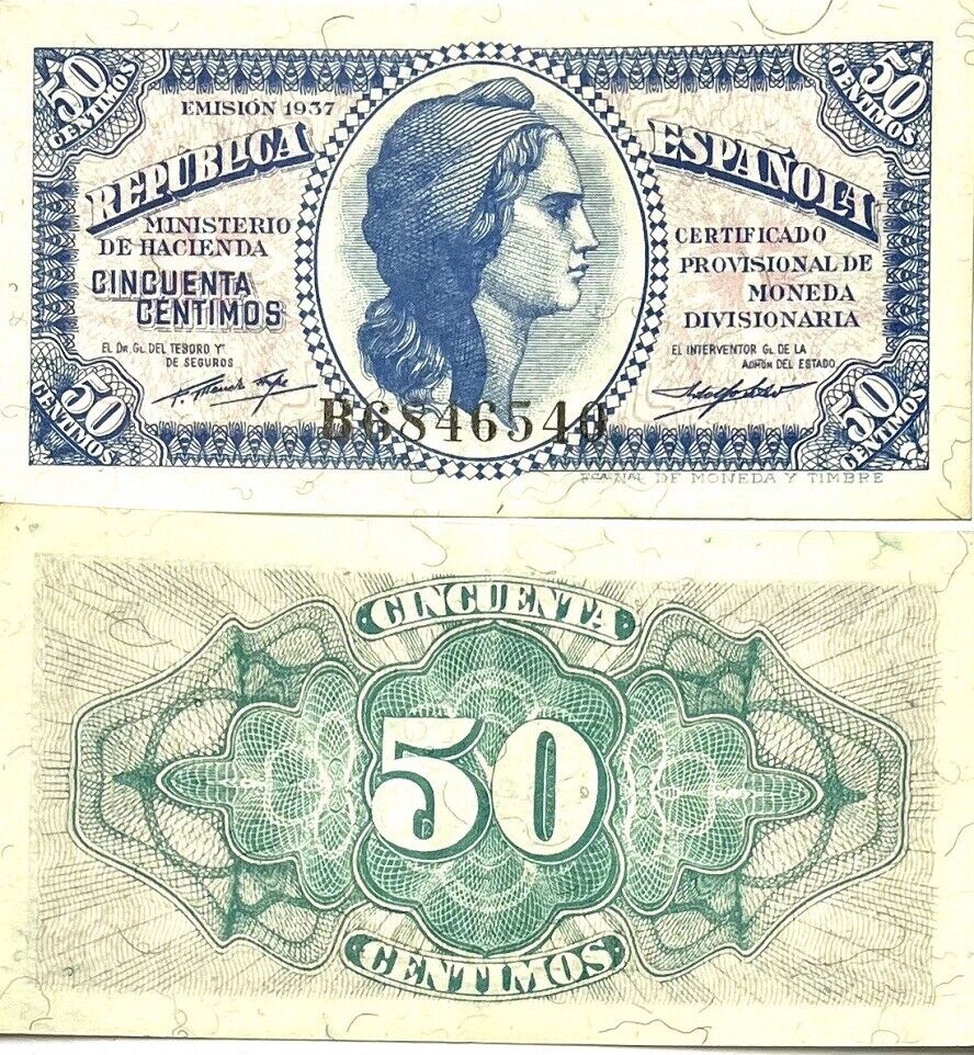 Spain 50 centimos 1937 P 93 UNC