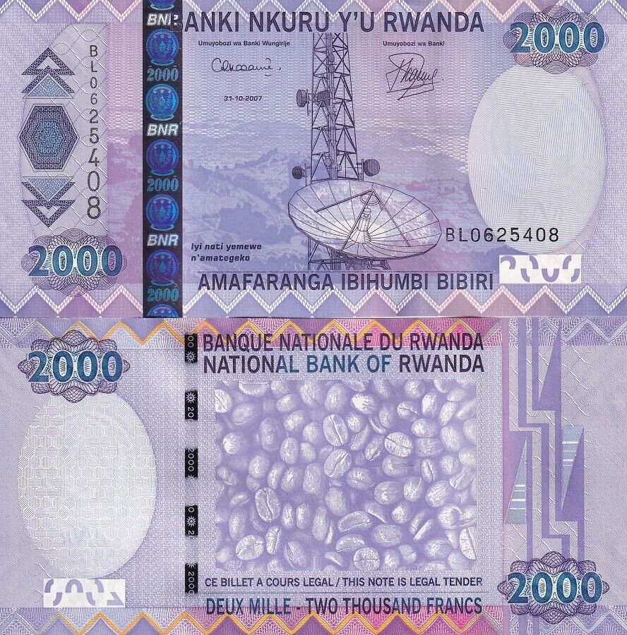 Rwanda 2000 Francs 2007 P 36 UNC