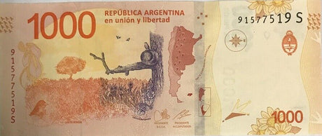 Argentina 1000 Pesos ND 2017 Suffix S P 366 UNC