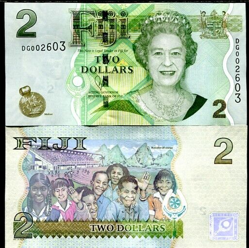 Fiji 2 Dollars ND 2012 P 109 QE II UNC