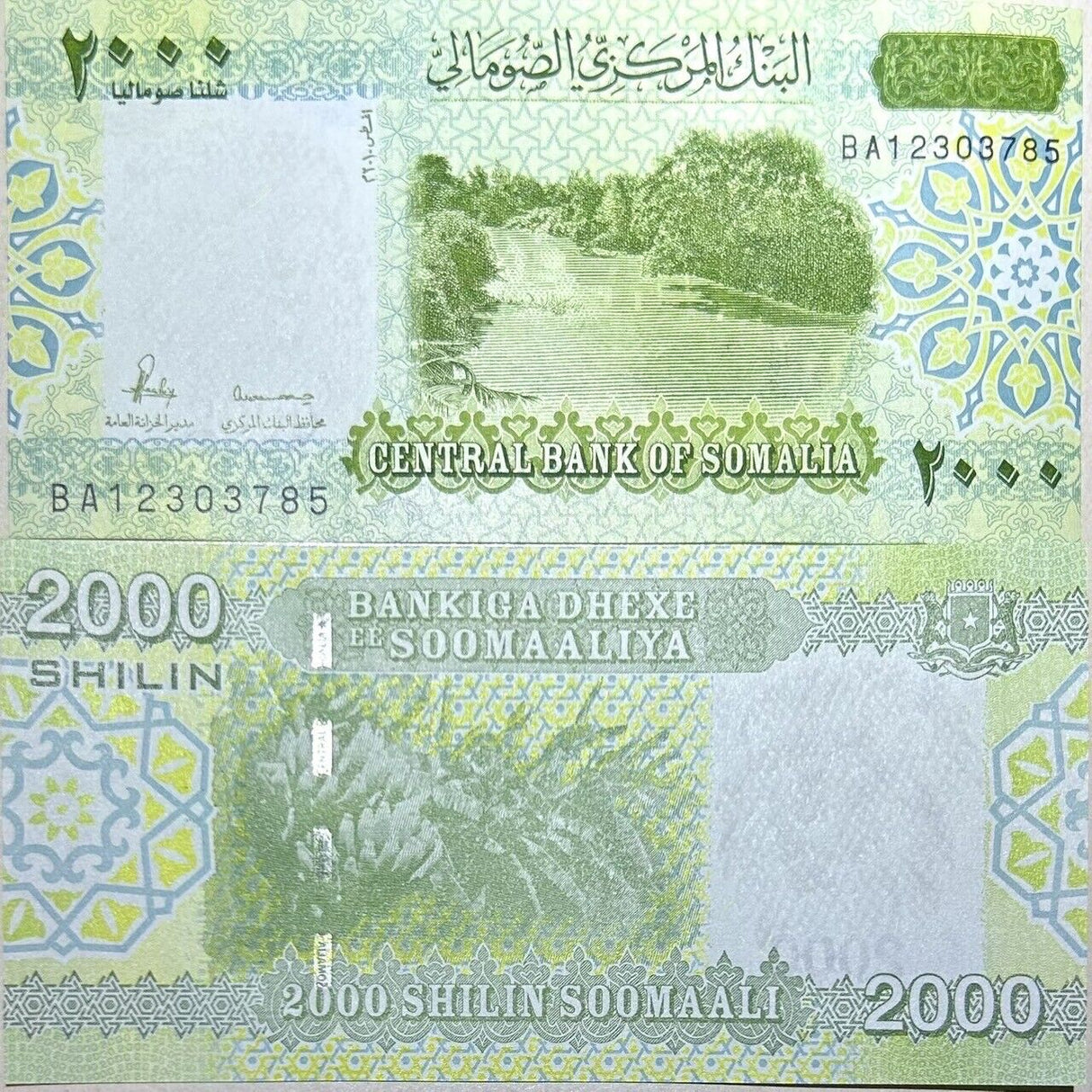 Somalia 2000 Shillings 2010 ND 2023 2024 Green P new Transitional UNC