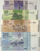 Morocco Set 20 50 100 200 Dirhams 2012-2013 P 74 P 75 P 76 77 UNC