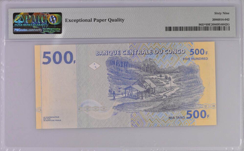 Congo 500 Francs 2013 P 96D* Replacement Superb Gem UNC PMG 69 EPQ
