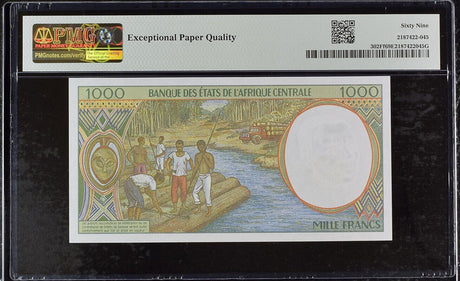CAS Central African Public 1000 Francs 1999 P 302Ff Superb Gem UNC PMG 69 EPQ