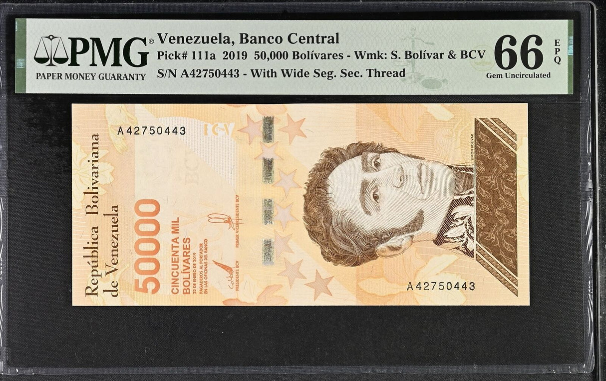 Venezuela 50000 Bolivares 2019 P 111 a Gem UNC PMG 66 EPQ