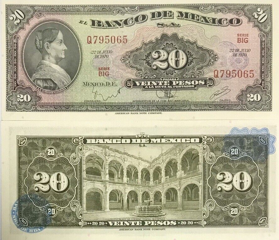 Mexico 20 Pesos 1970 P 54 p UNC