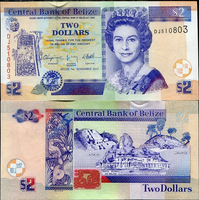 Belize 2 Dollars 2011 P 66 d AUnc