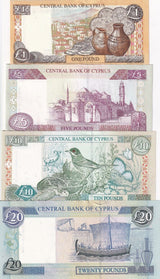 Cyprus Set 4 PCS 1 5 10 20 Pound 2003-2005 P 60 61 62 63 UNC