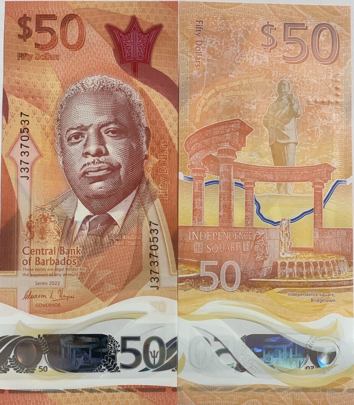 Barbados 50 Dollars ND 2022 POLYMER P NEW AUnc