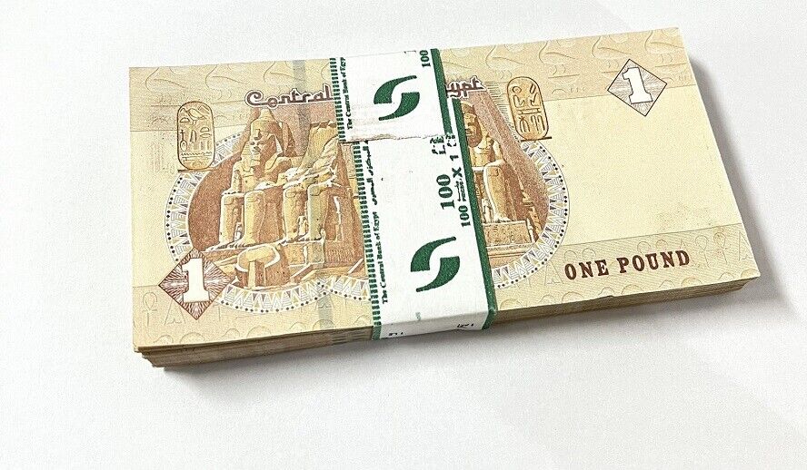 Egypt 1 Pound 2022 P 71 UNC LOT 100 PCS 1 Bundle