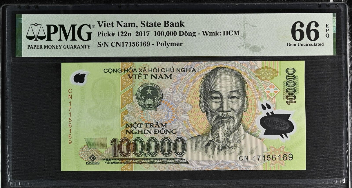 Vietnam 100000 Dong 2017 Polymer P 122 n Gem UNC PMG 66 EPQ