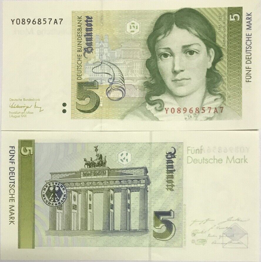 Germany 5 Deutsche Mark 1991 P 37* Replacement UNC