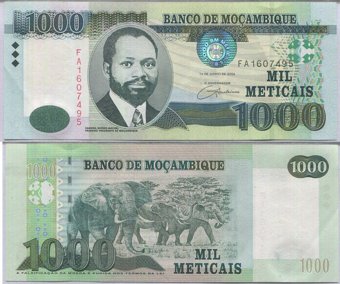 MOZAMBIQUE 1000 METICAIS 2006 P 148 AUnc