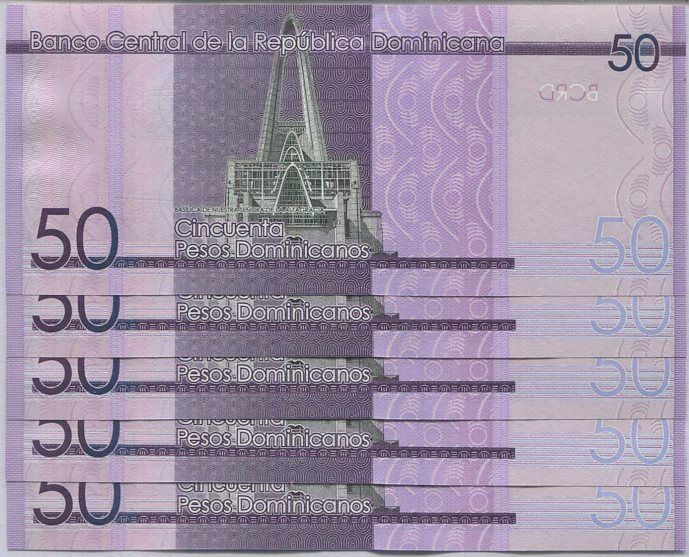 Dominican Republic 50 Pesos 2019 P 189 UNC Lot 5 PCS