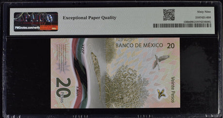 Mexico 20 Pesos 2022 P 136 b Comm. Superb Gem UNC PMG 69 EPQ